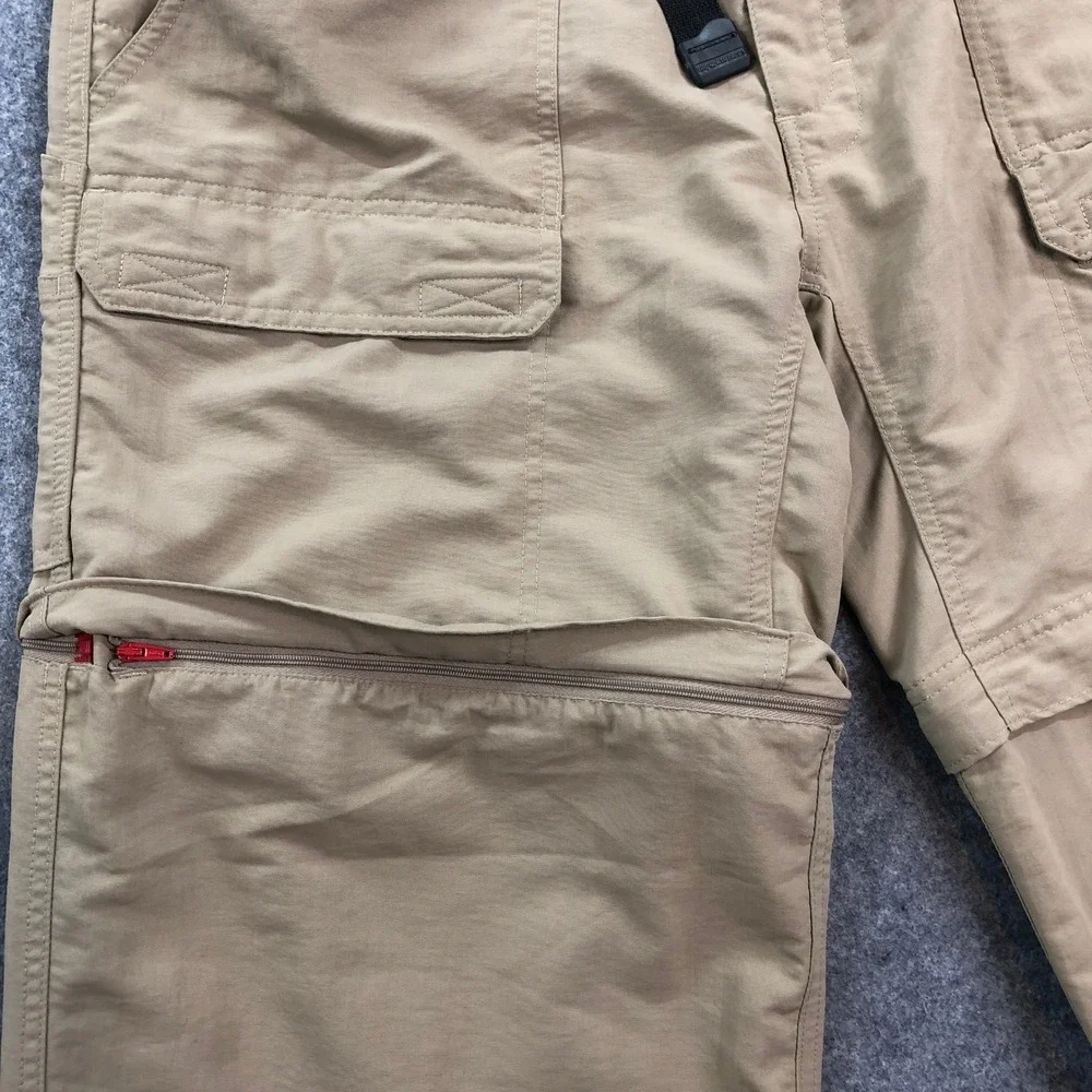 The North Face Mens Cargo Pants XL Tan Convertible Hiking Belted Nylon Outdoors